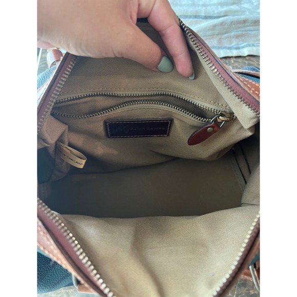 Polo Ralph Lauren Plaid Satchel Bag Leather Trim Crossbody Top Handle - Picture 10 of 10